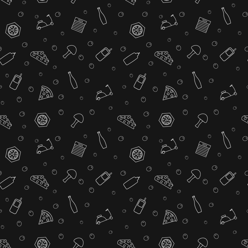 Pizza icons seamless pattern vector