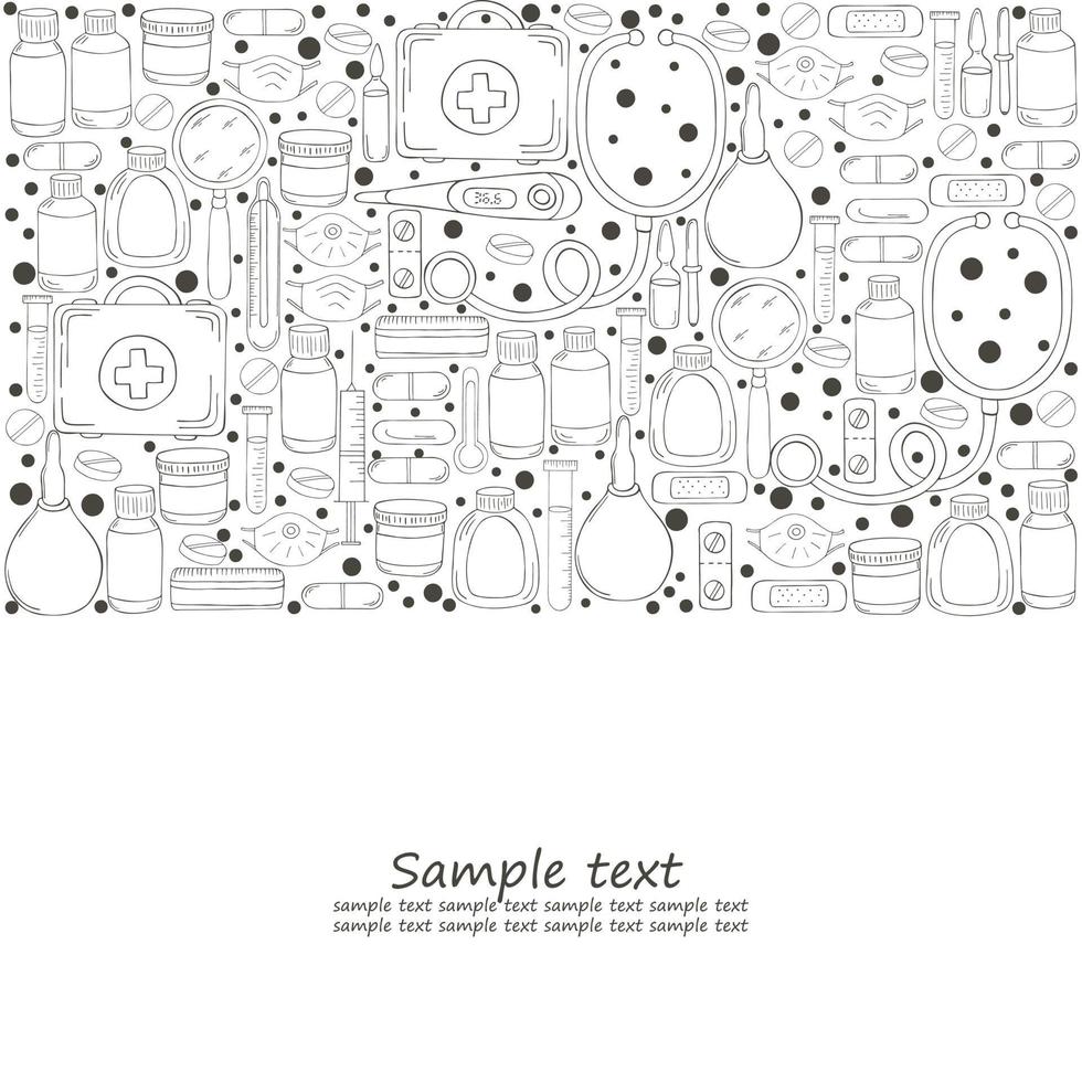 Monochrome medical illustrations. Coloring pages, black and white vector