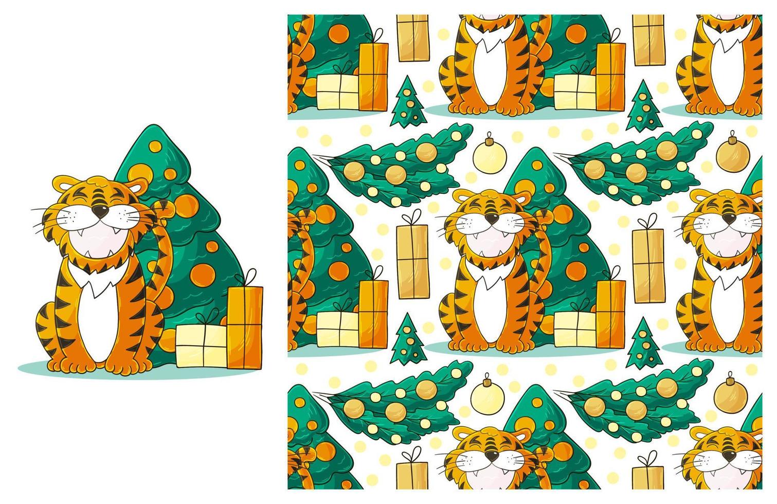 Cute Set of element and seamless pattern. Ideal for children's clothing vector