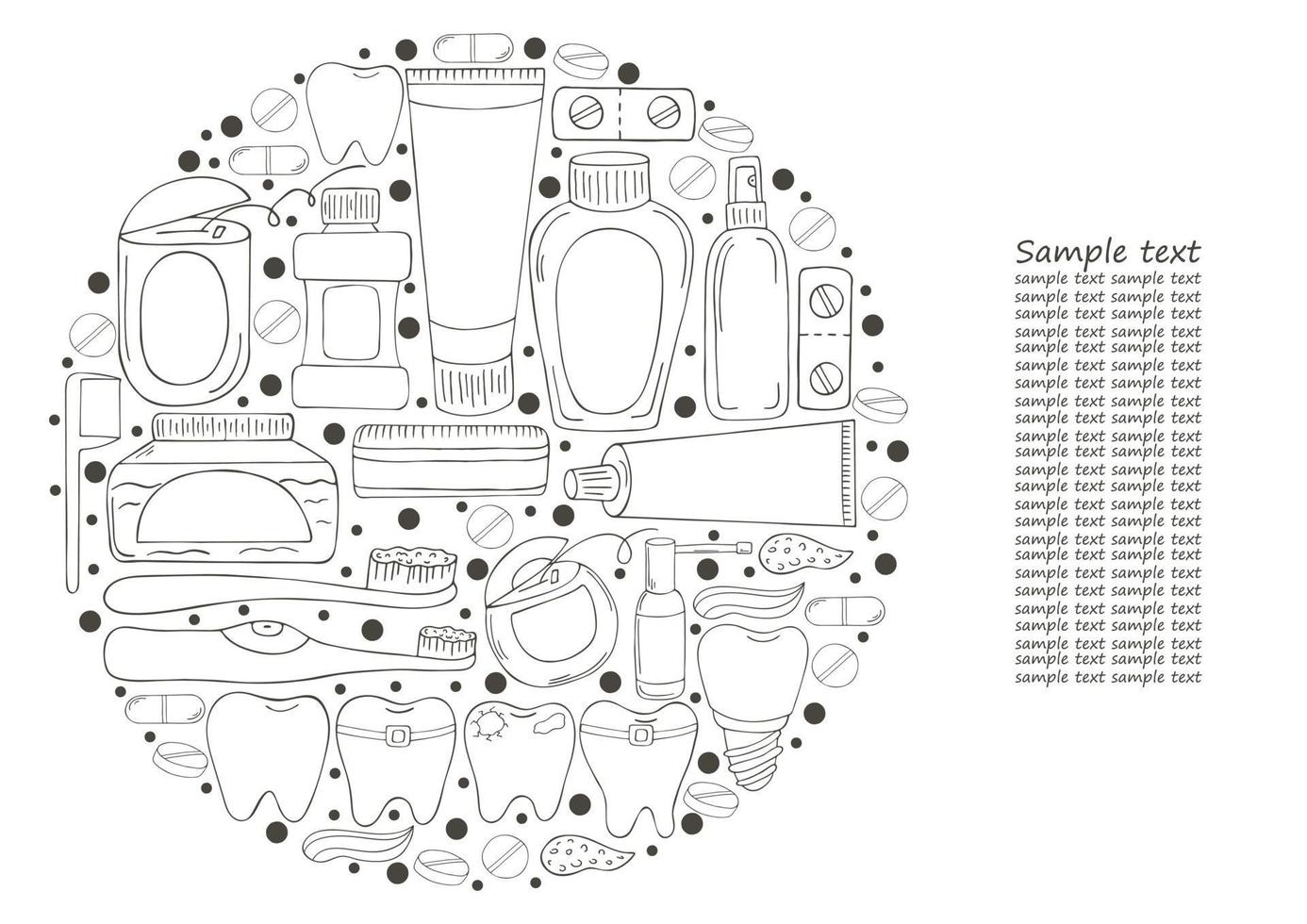 Monochrome medical illustrations. Coloring pages, black and white vector