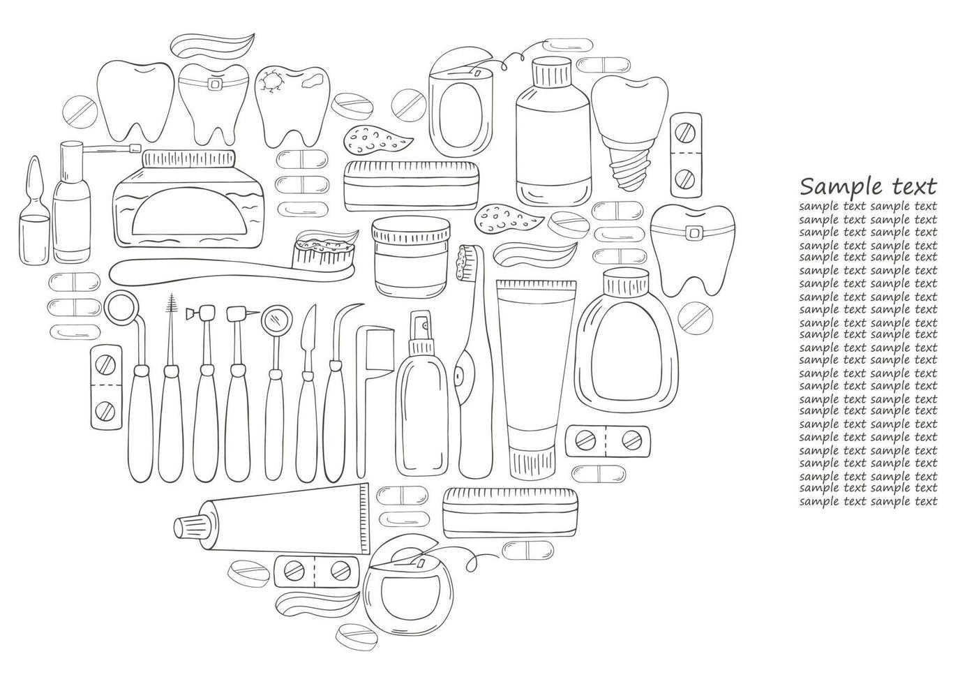 ilustraciones médicas monocromas. páginas para colorear, blanco y negro vector