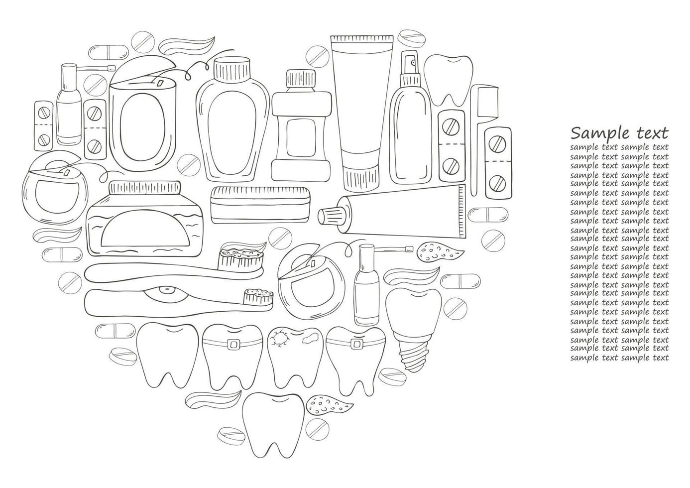 Monochrome medical illustrations. Coloring pages, black and white vector