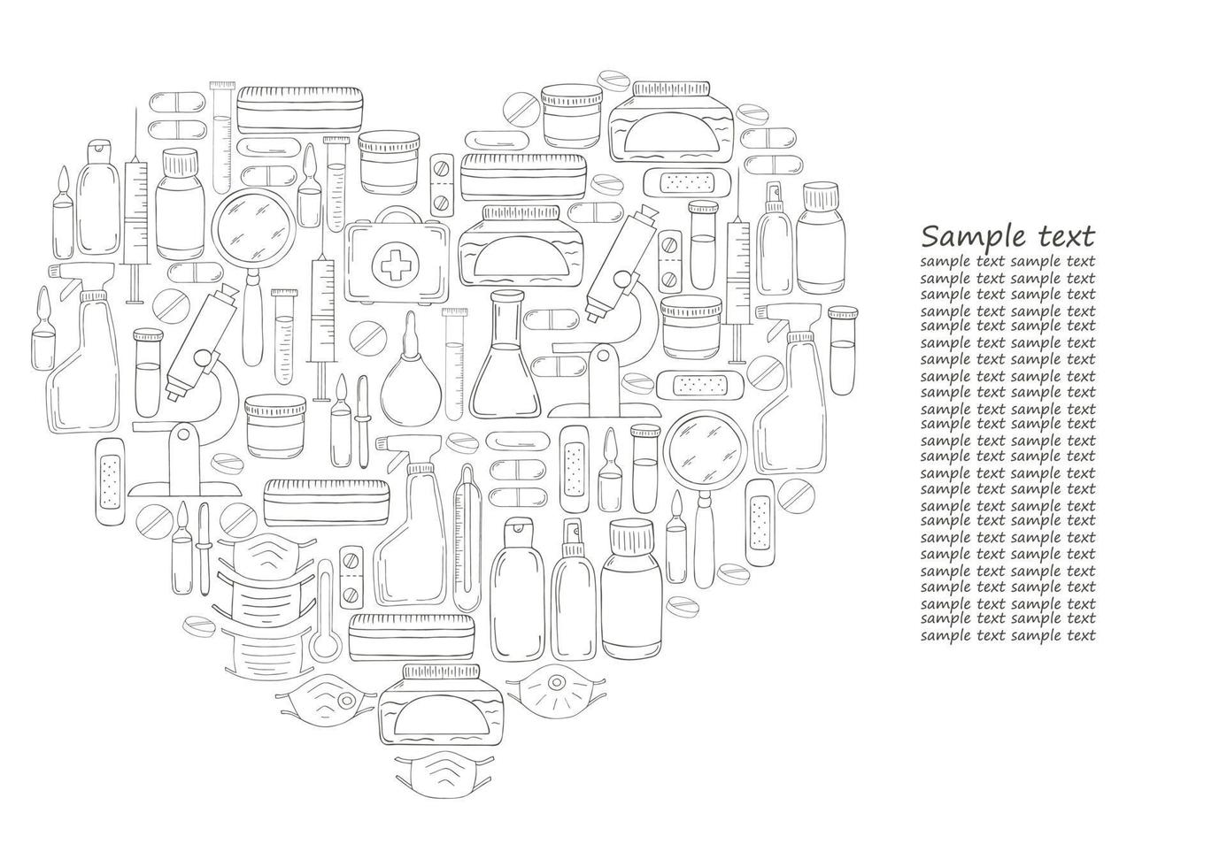 Monochrome medical illustrations. Coloring pages, black and white vector