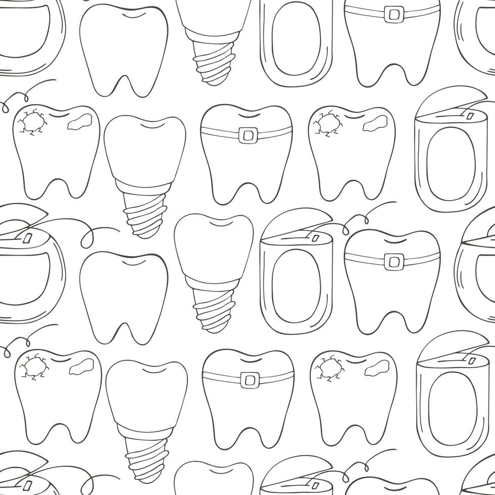 Monochrome medical seamless pattern. Coloring pages, black and white vector