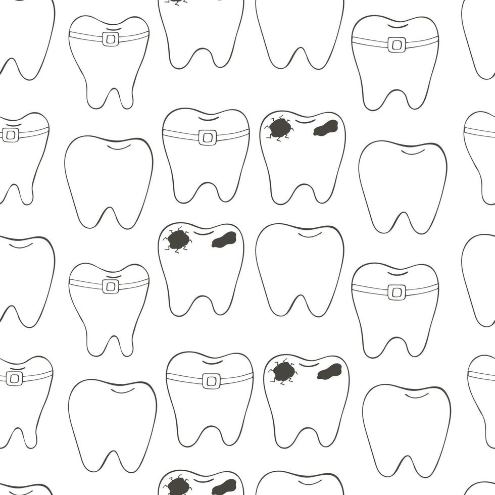 Monochrome medical seamless pattern. Coloring pages, black and white vector