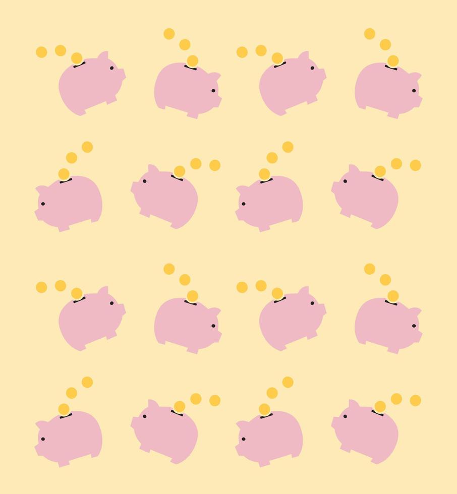 piggy bank background seamless pattern vector