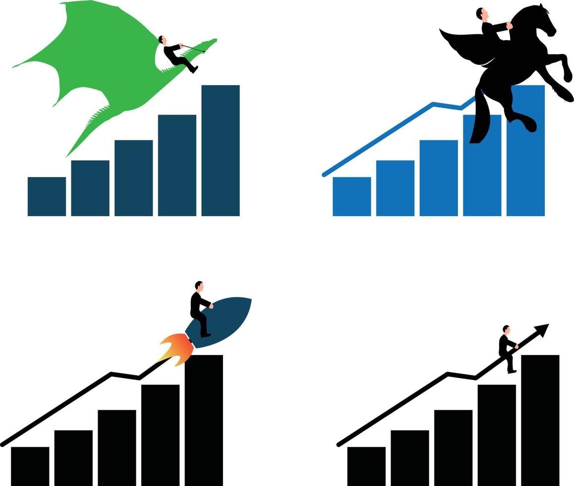 economic graph growth concepts on white vector