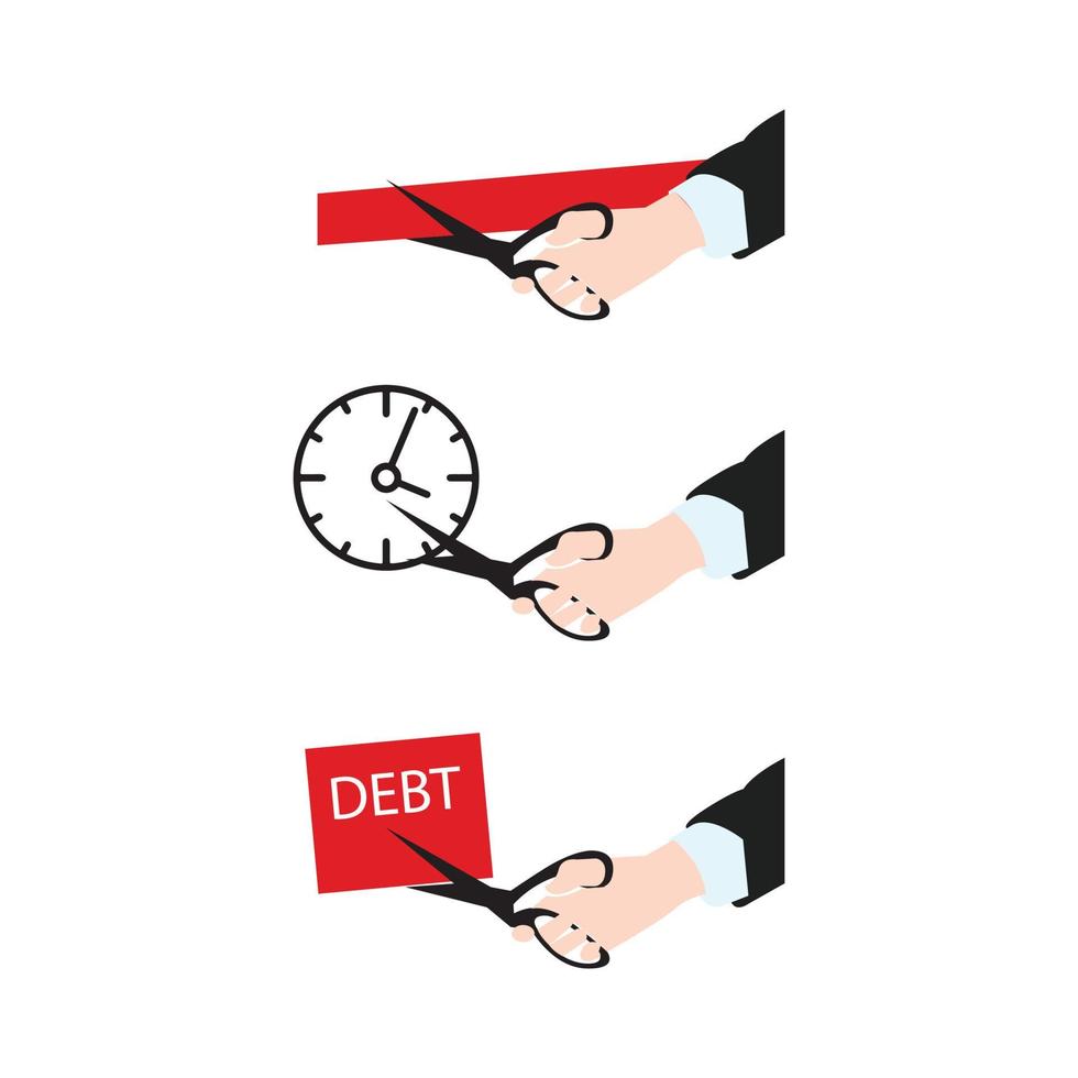 businessman with scissors on white vector