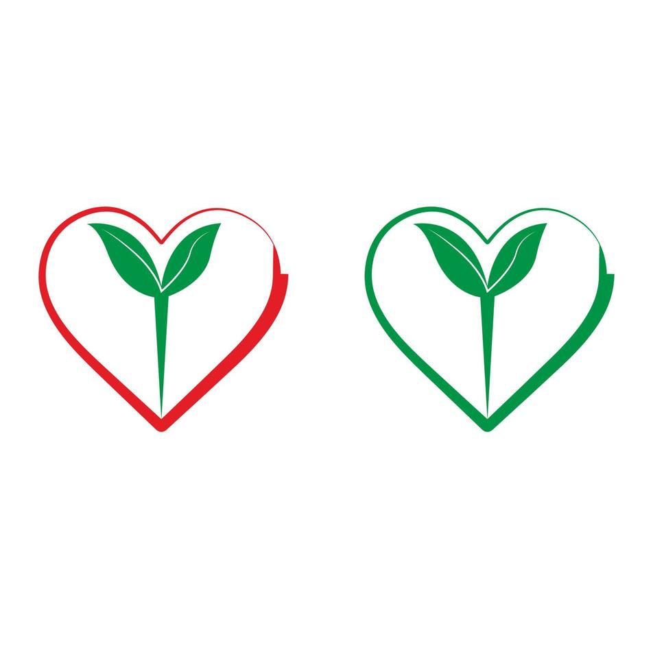 diseños de logotipos de hojas de corazón en blanco vector