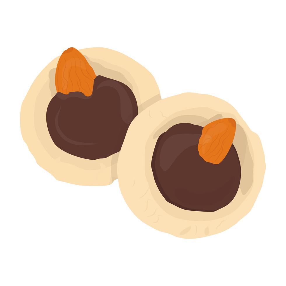 galleta de chocolate con almendras vector