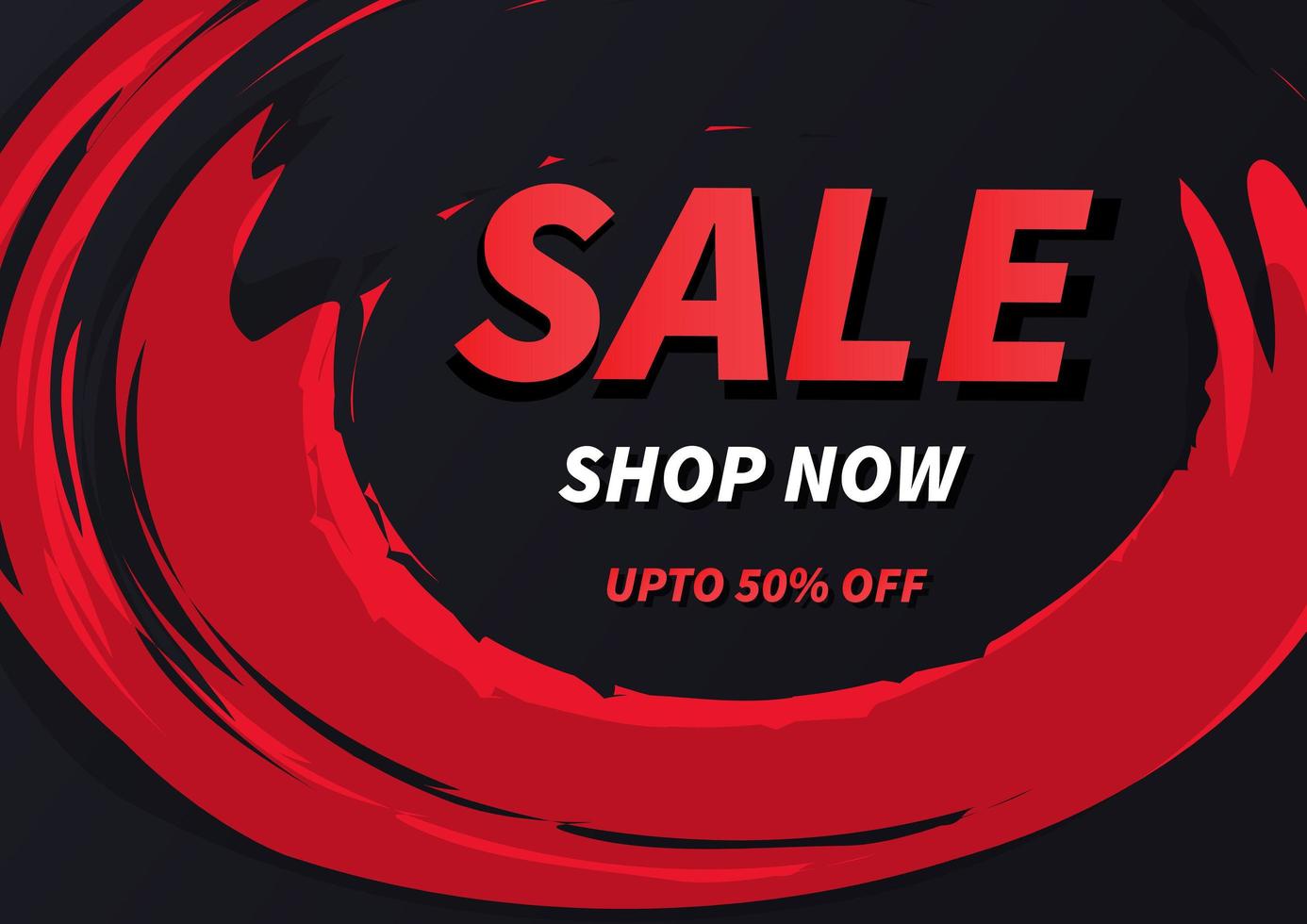 Sale banner design template offer shopping on dark background. vector