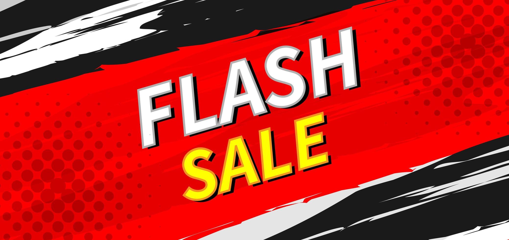 Flash sale banner design template offer shopping on  red background. vector