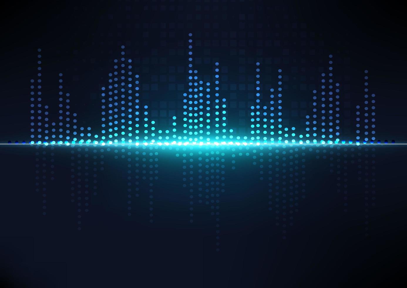 Sound waves dark blue light. Abstract technology background. vector