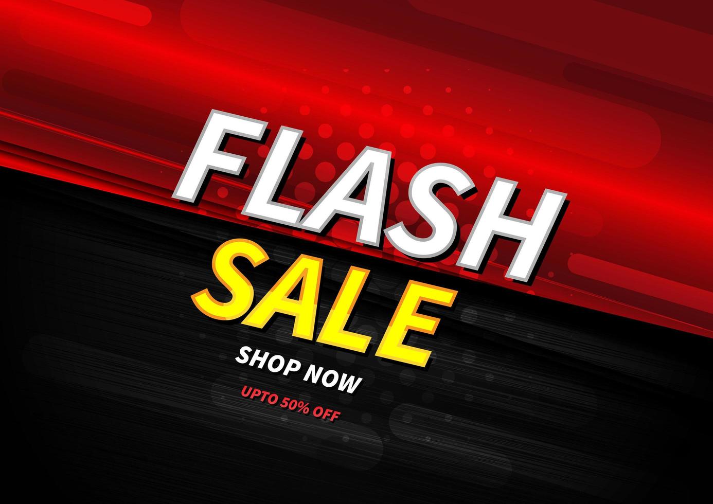 Flash sale banner design template offer shopping on  red background. vector