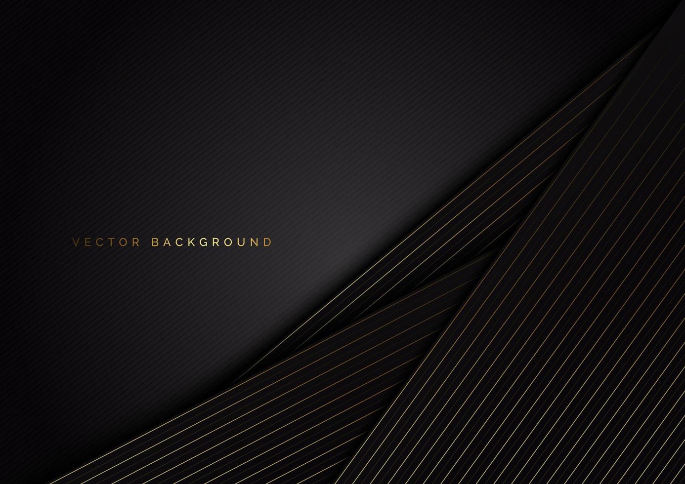 Abstract stripes golden lines diagonal overlap on black background. Luxury stryle. vector