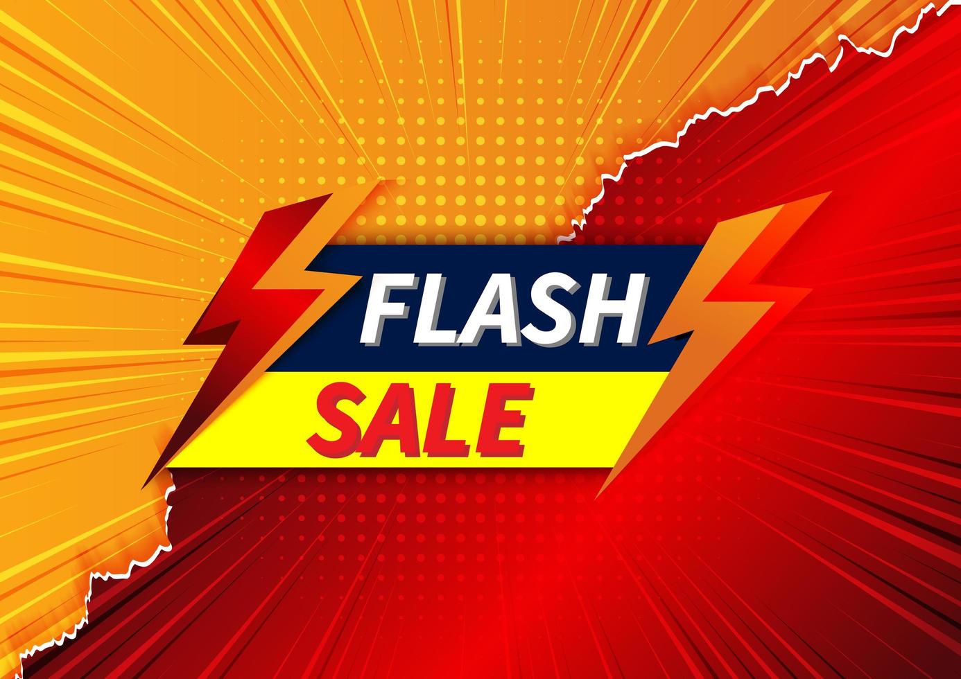 Flash sale banner design template offer shopping on orange and red background. vector