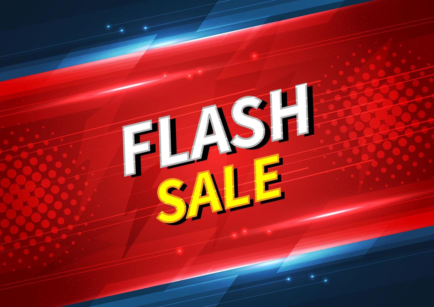 Flash sale banner design template offer shopping on  red background. vector