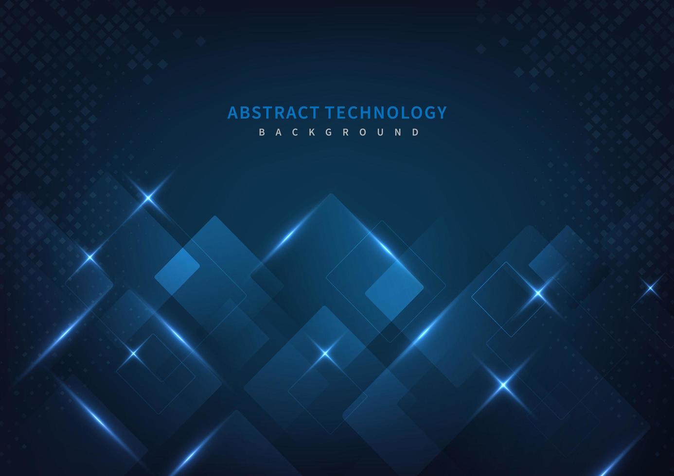 tecnología abstracta concepto digital futurista patrón cuadrado con iluminación de partículas brillantes elementos cuadrados sobre fondo azul oscuro. vector