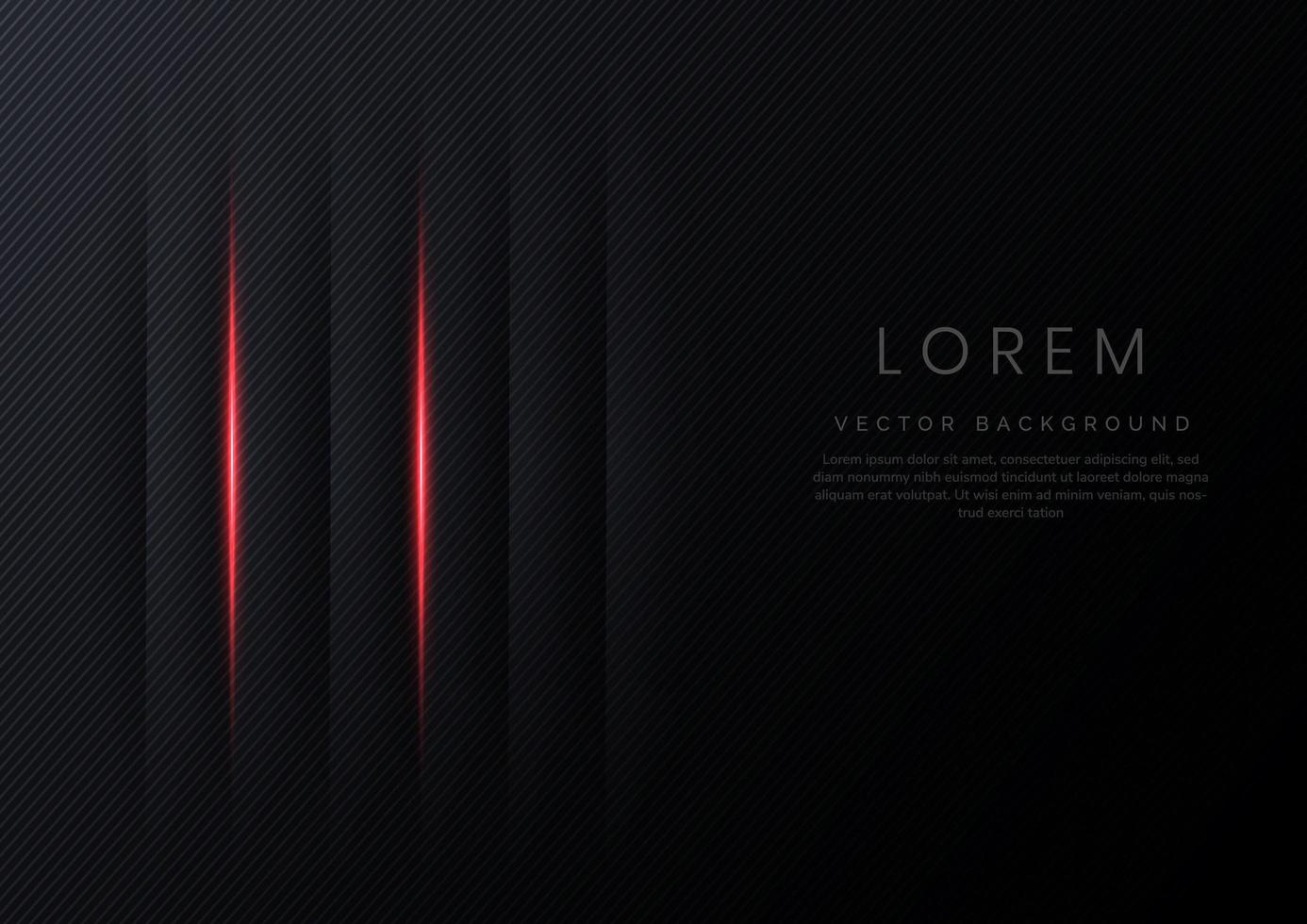 Abstract template black and gray gradient layer and shadow with red light effect and diagonal lines with copy space for text. vector