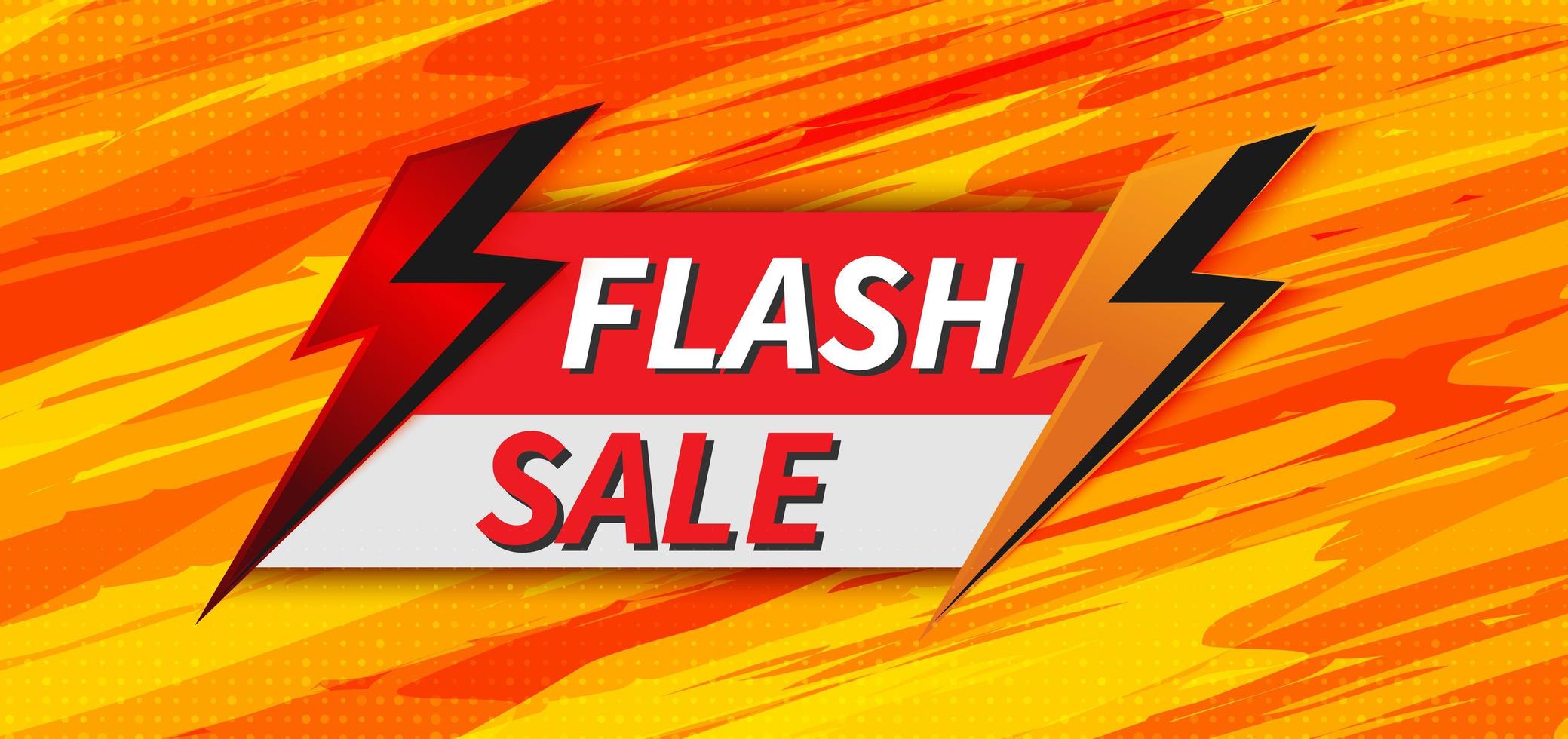 Flash sale banner design template offer shopping on orange and red background. vector