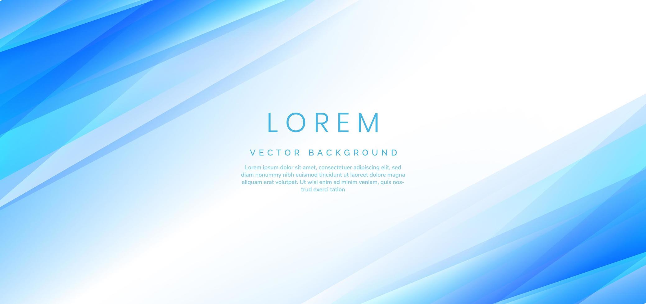 Abstract banner blue and white gradient triangles overlap background with copy space for text. vector