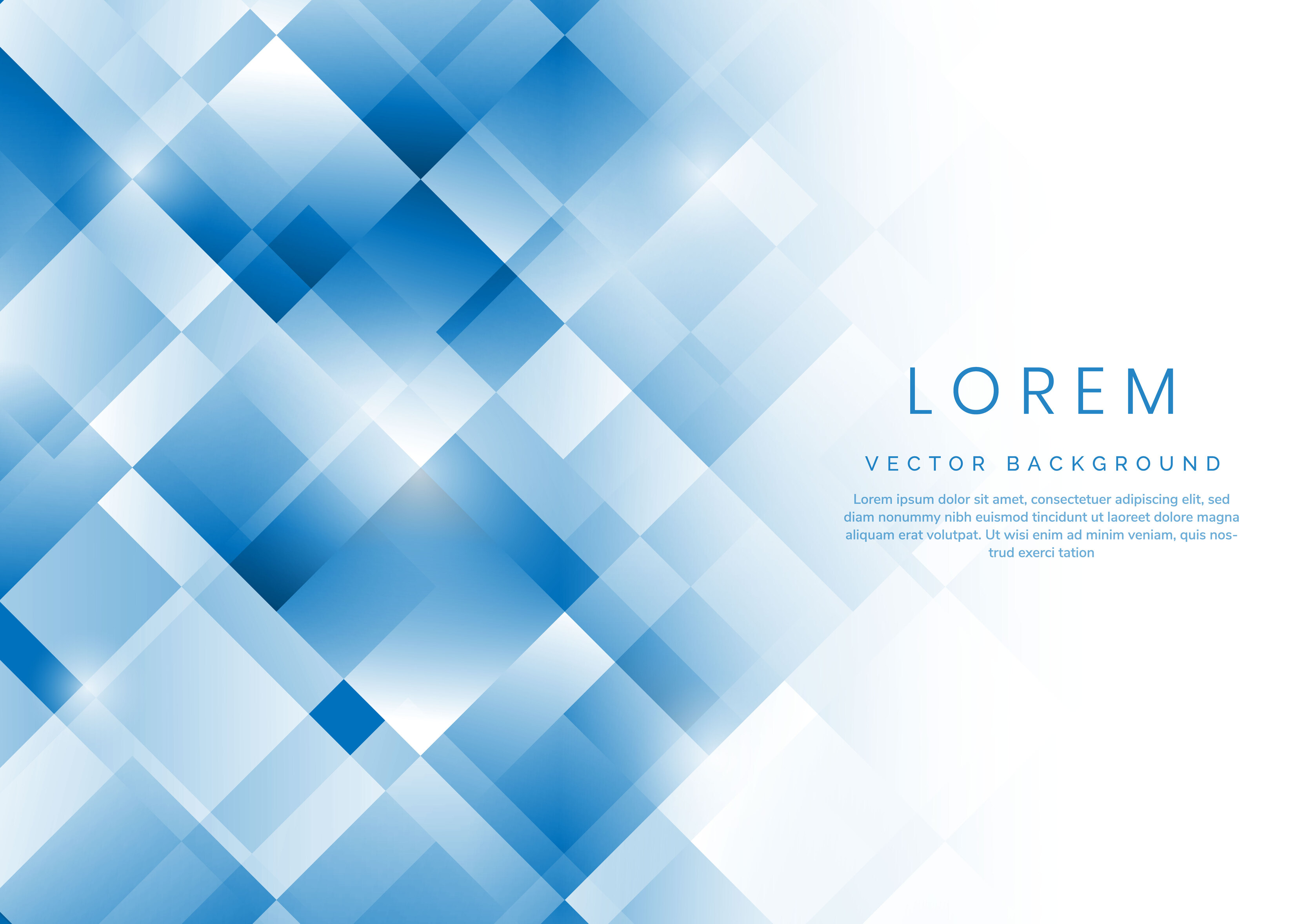 Abstract template background white and bright blue squares overlapping
