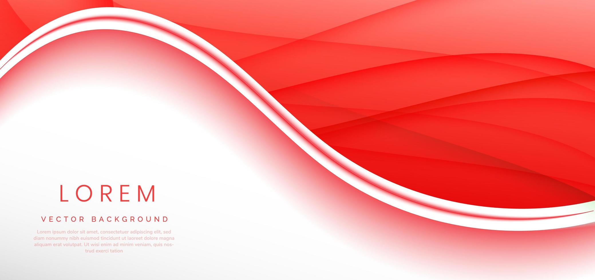 Abstract red curved and wave on white background. vector