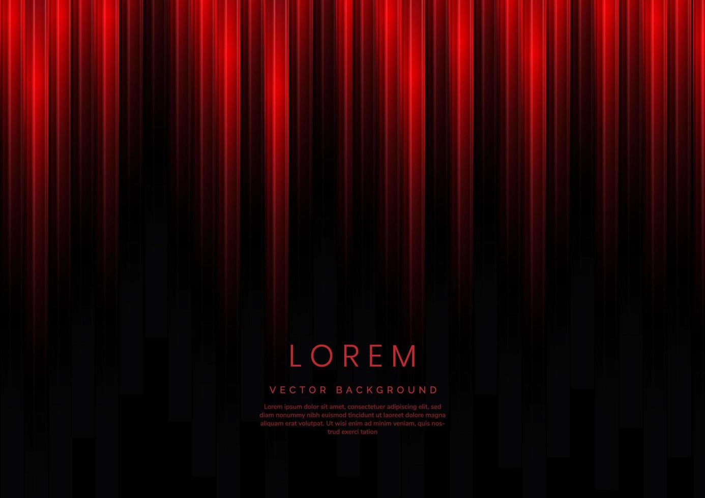 Abstract red gradient vertical geometric overlapping on black background with copy space for text. Speed technology concept. vector