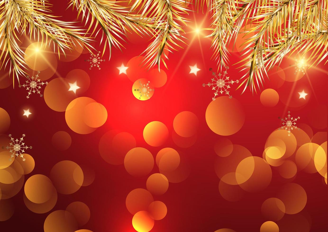 Christmas background with gold fir tree branches vector