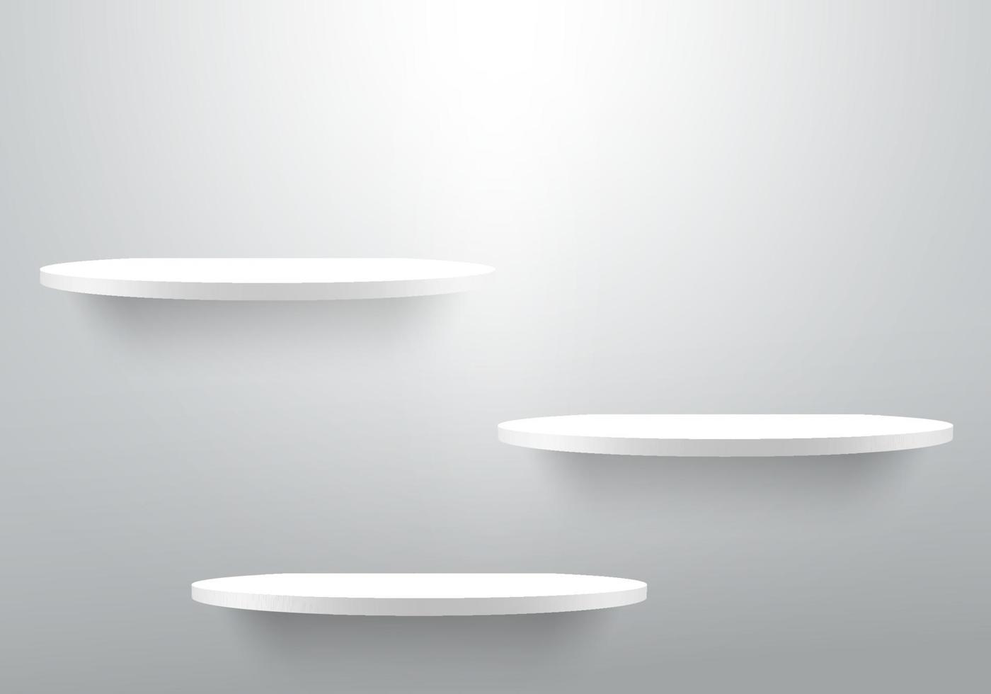 3D empty white shelf on clean wallpaper background vector