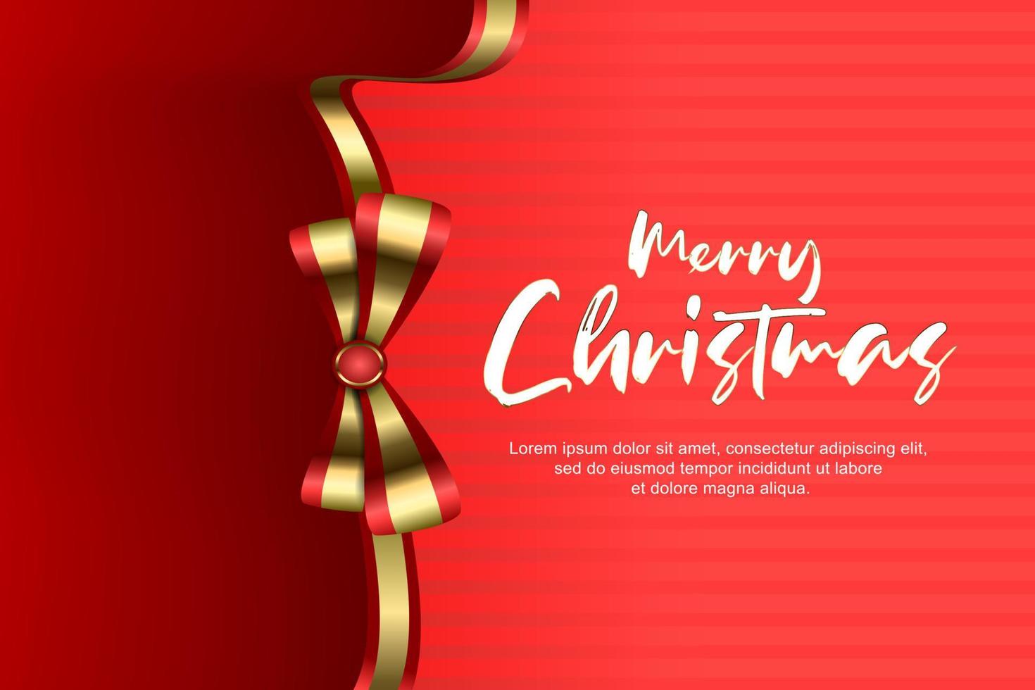 merry christmas greeting card with copy space and golden ribbon vector