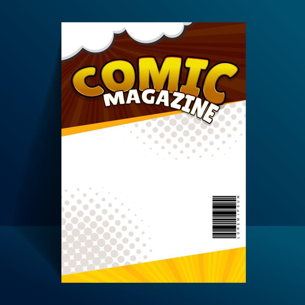 Comic magazine design template with cartoon style element vector