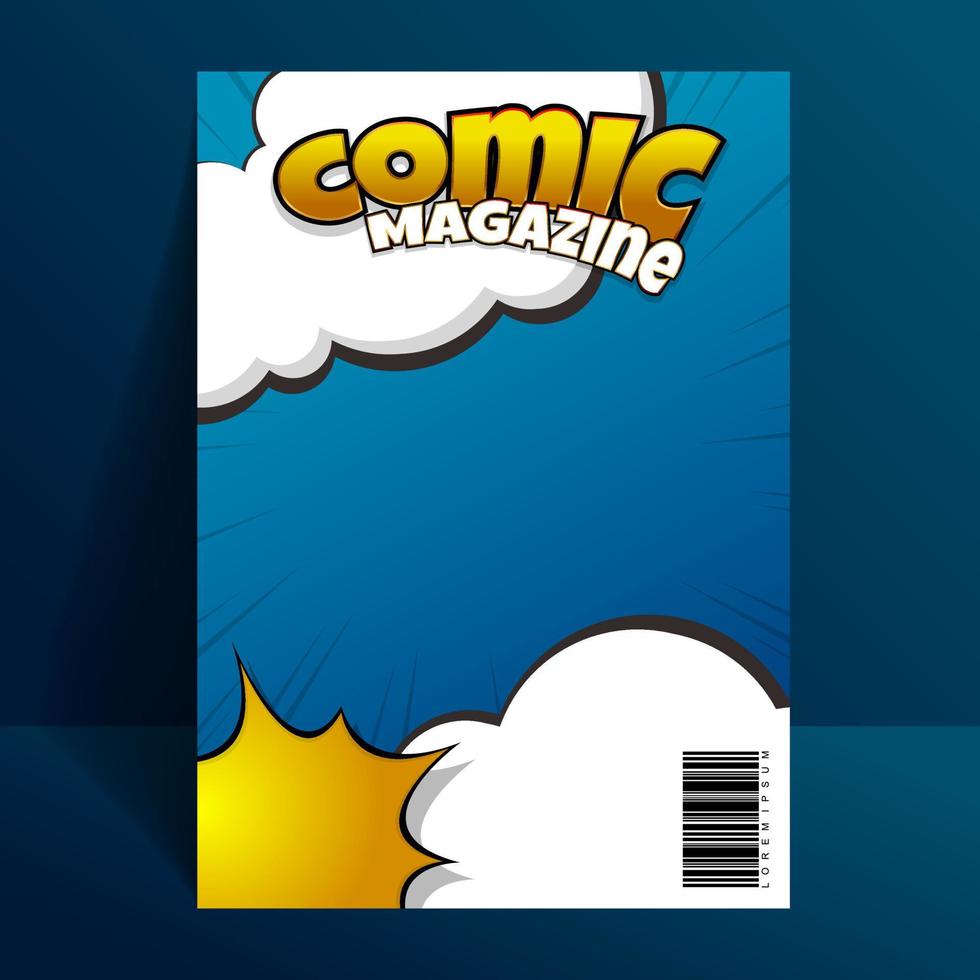 Comic magazine design template with cartoon style element vector