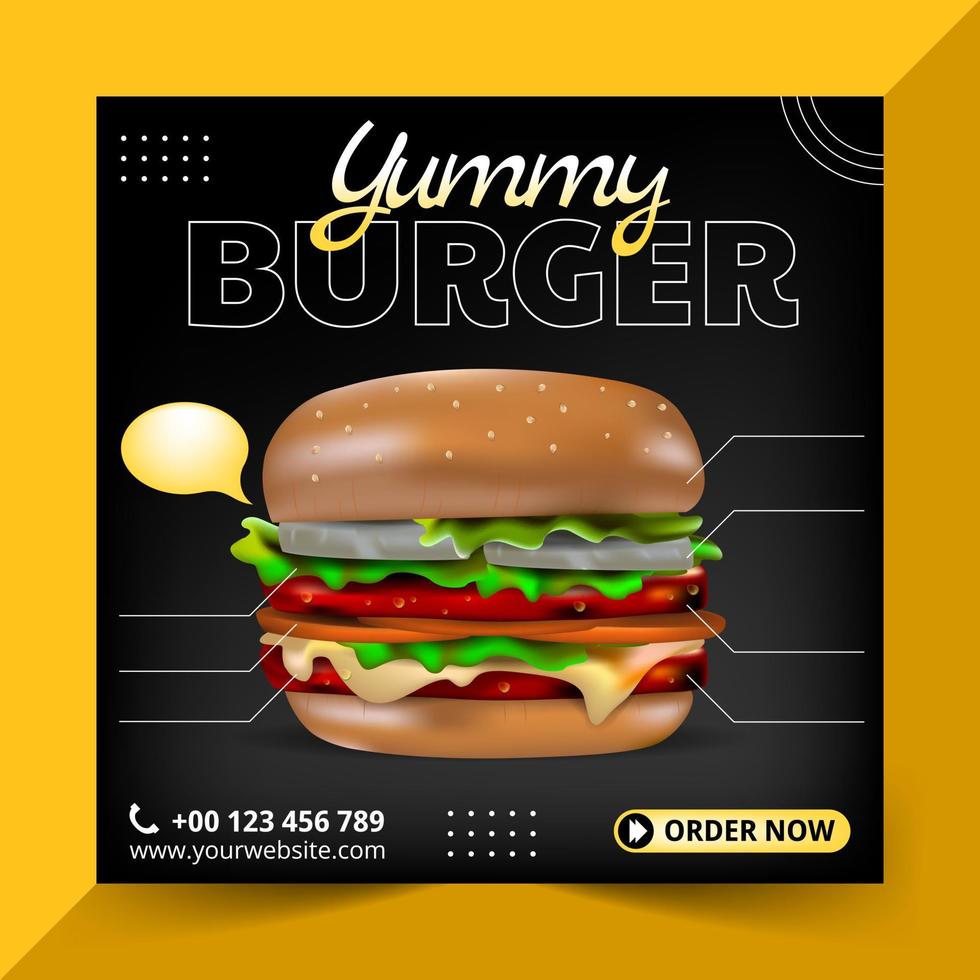 hamburger media post flyer design template vector