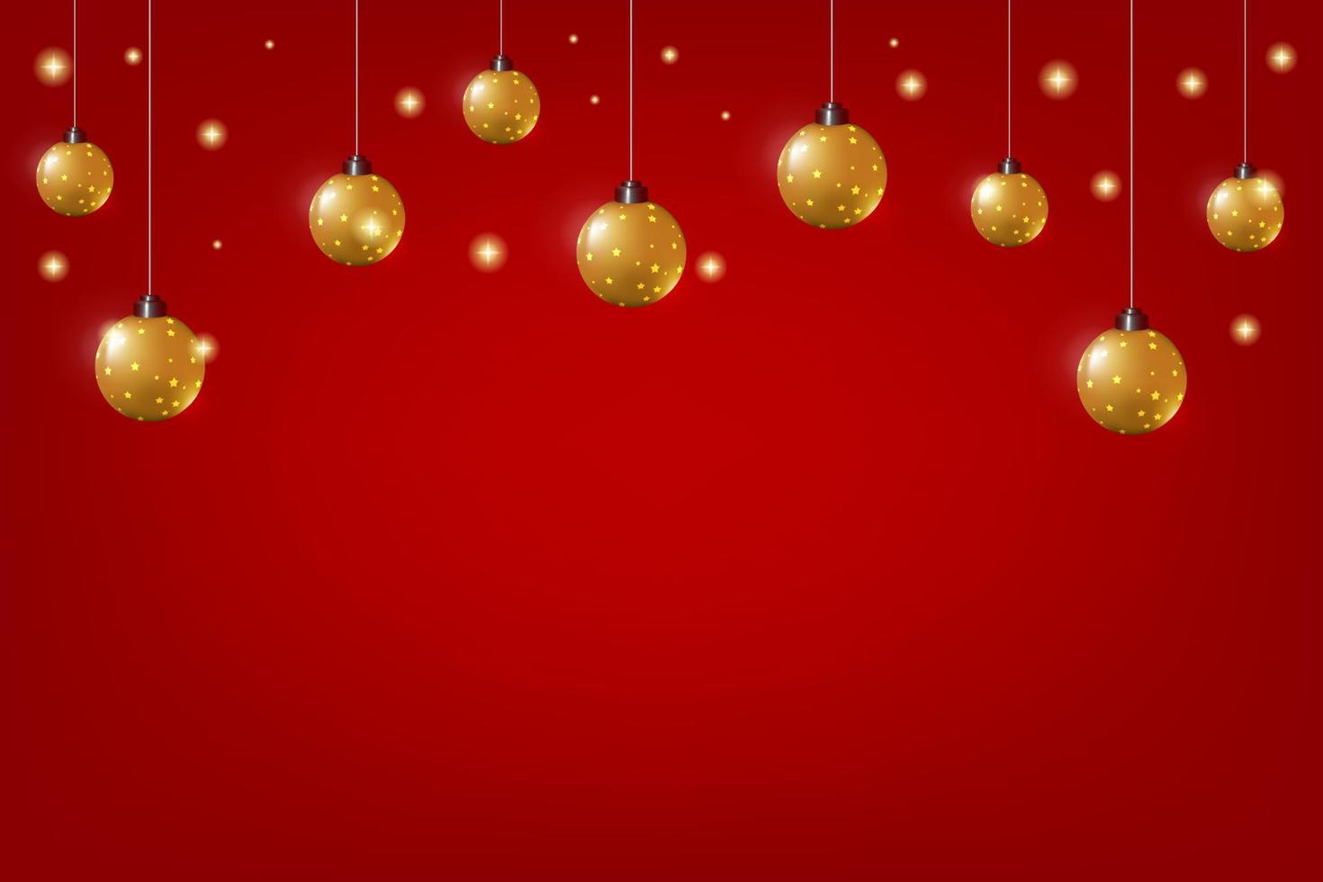 christmas ball with glitter on red background vector