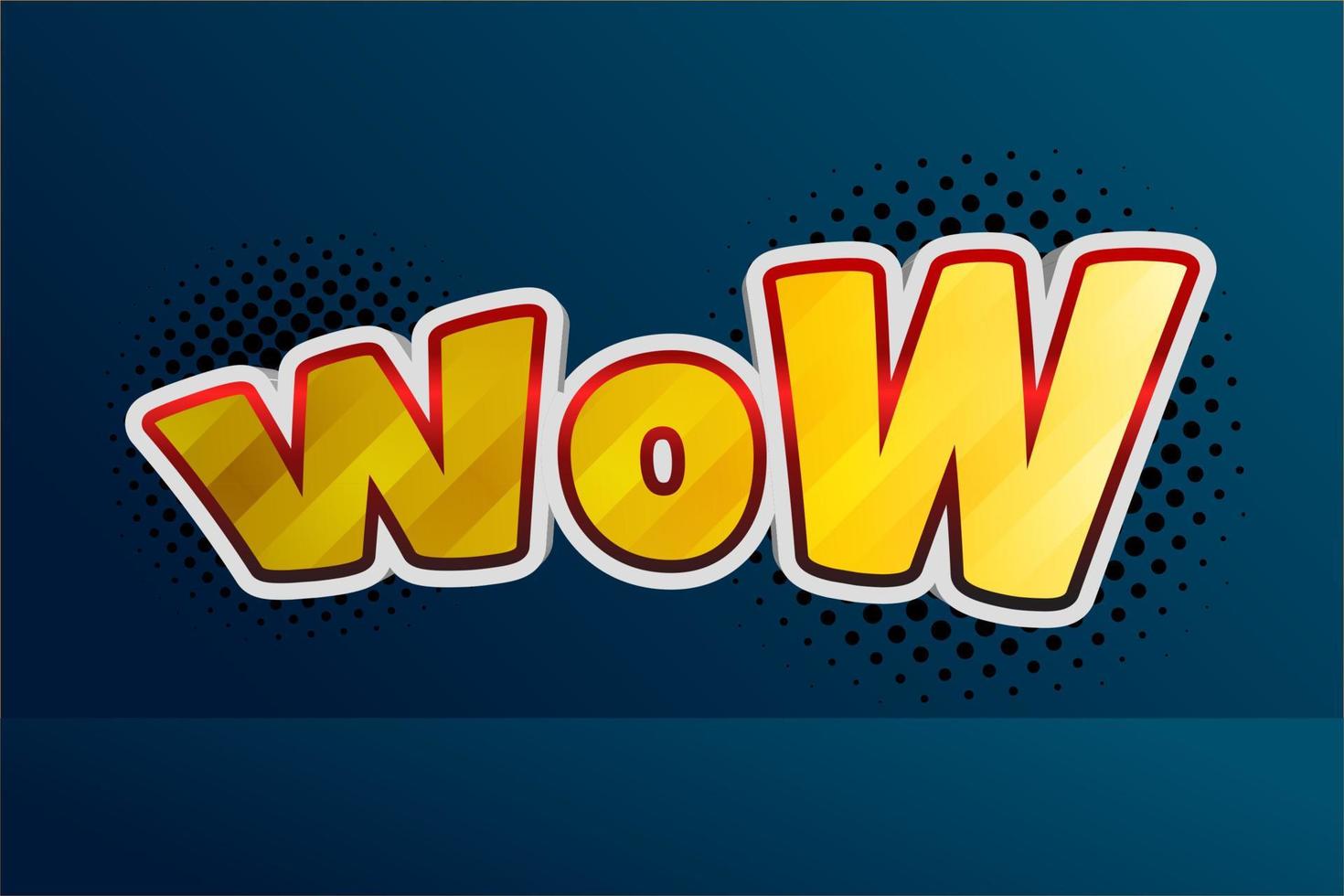 wow comic with dot halftone on vintage blue background vector