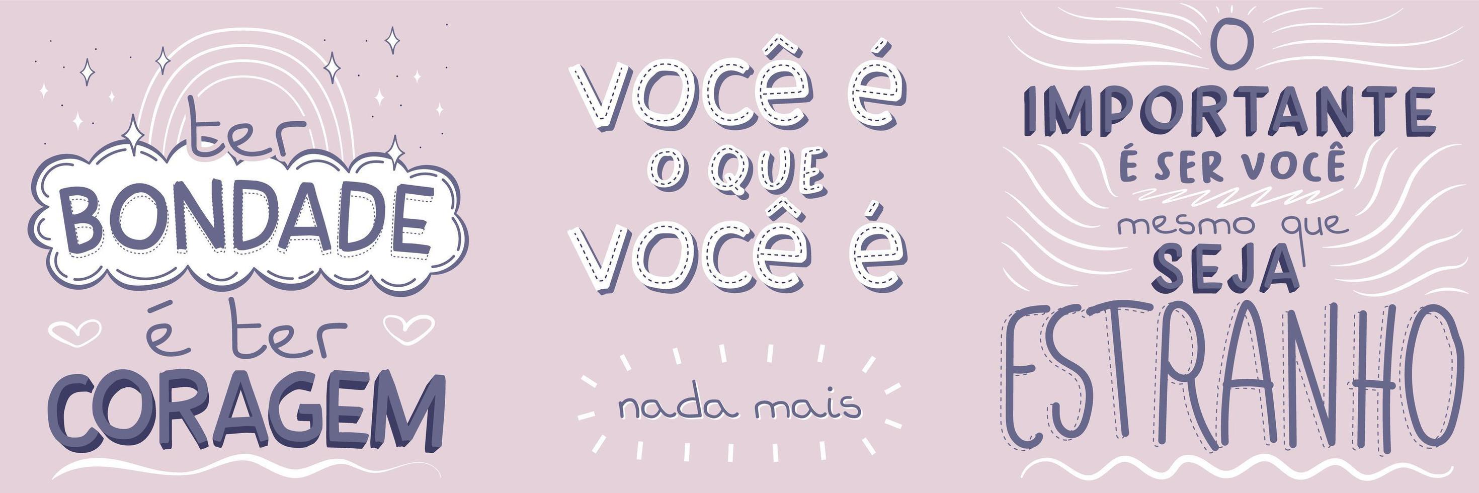 Three encouraging posters in Brazilian Portuguese. vector