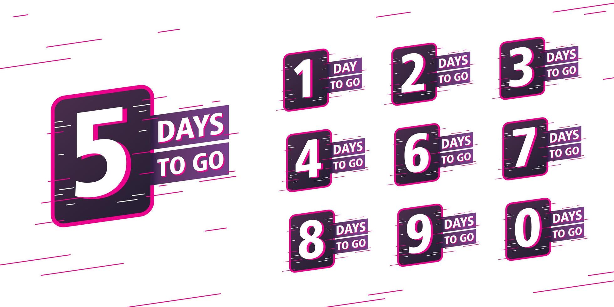 Flashing numbers of days to go. Vibrant stickers and design for black friday. vector