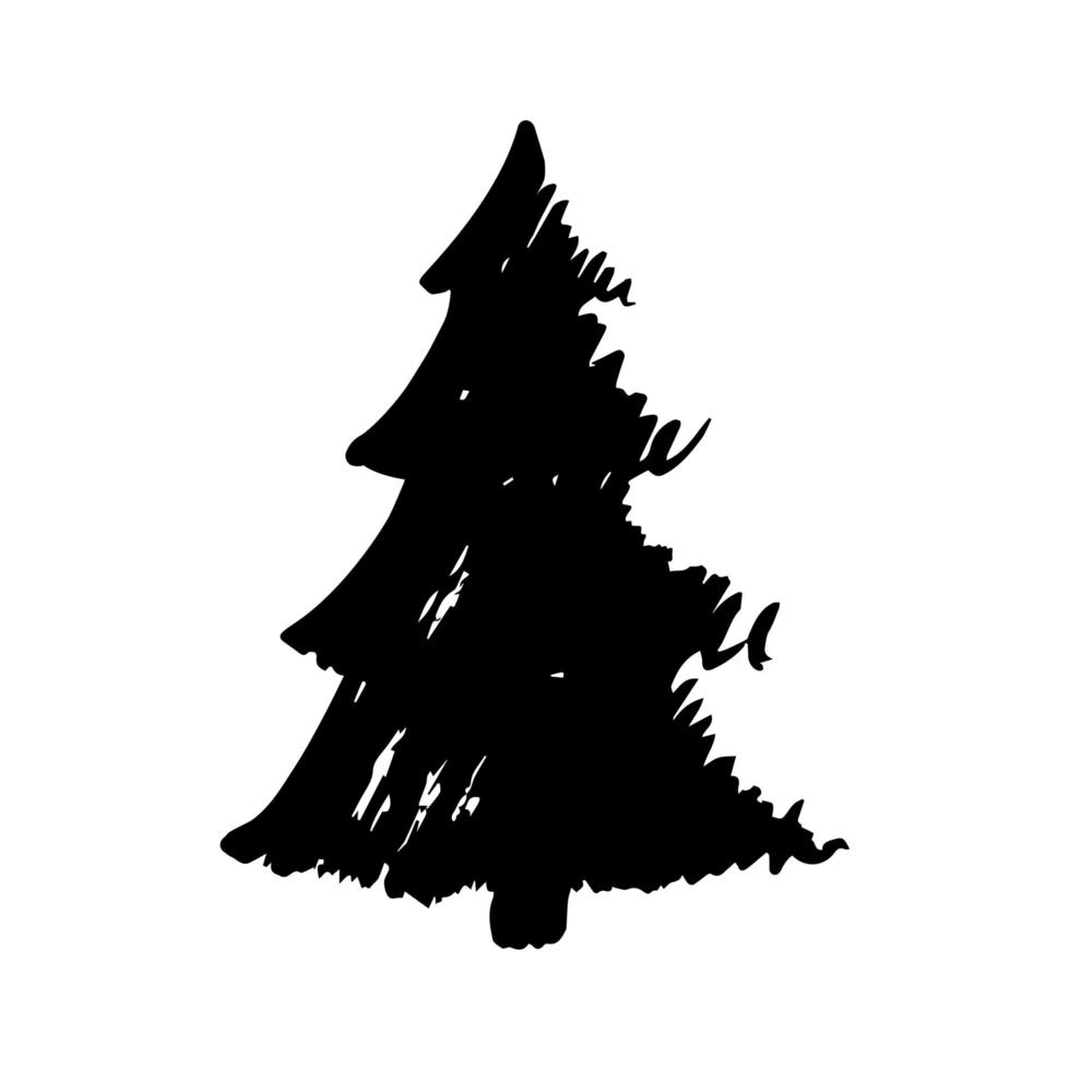 bosquejo de la mano árbol de navidad. dibujado árbol de navidad. ilustración vectorial. plano vector