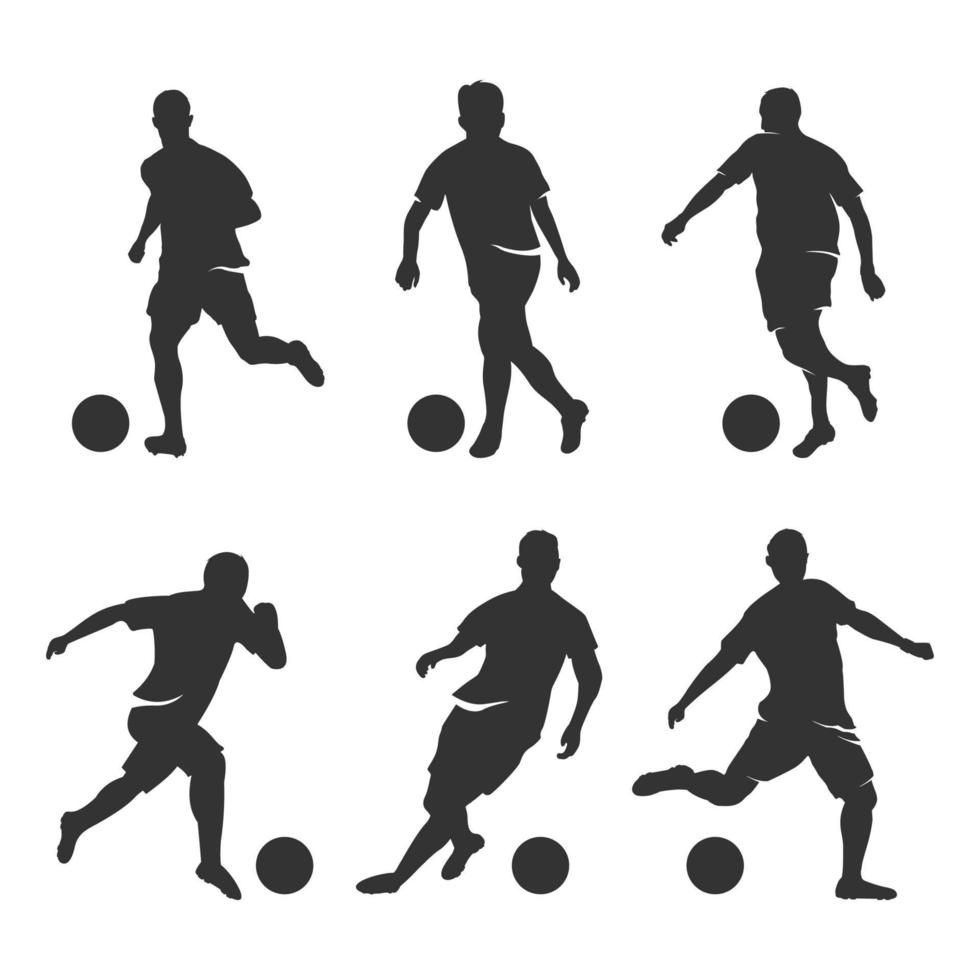 colección de silueta de jugador de fútbol vector