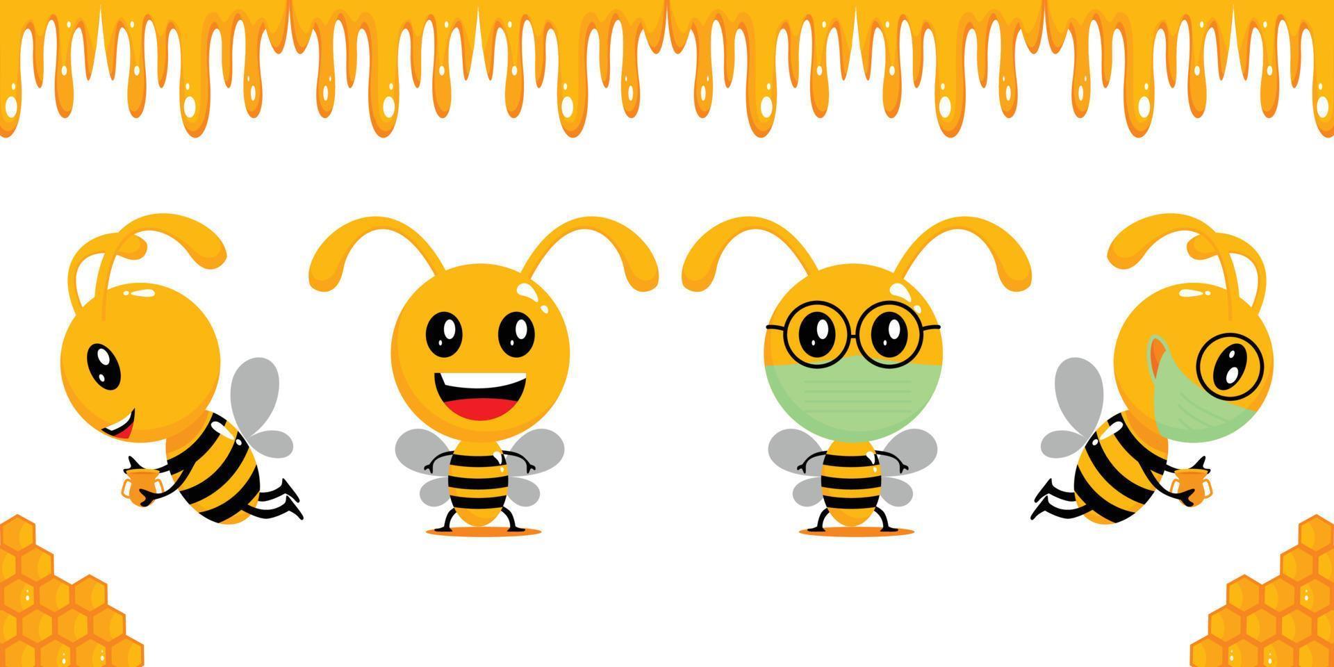 Bee Collections With Honey Frame vector