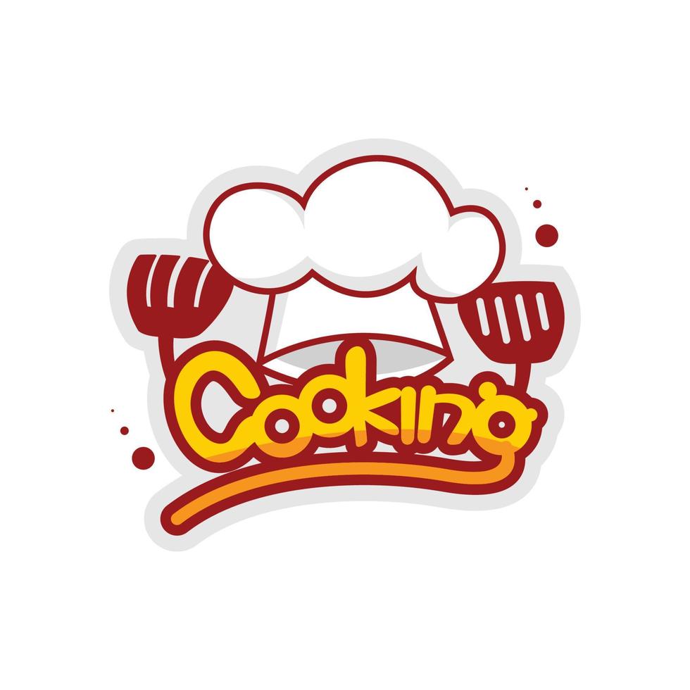 Cooking Sticker With Chef Hat And Spatula vector