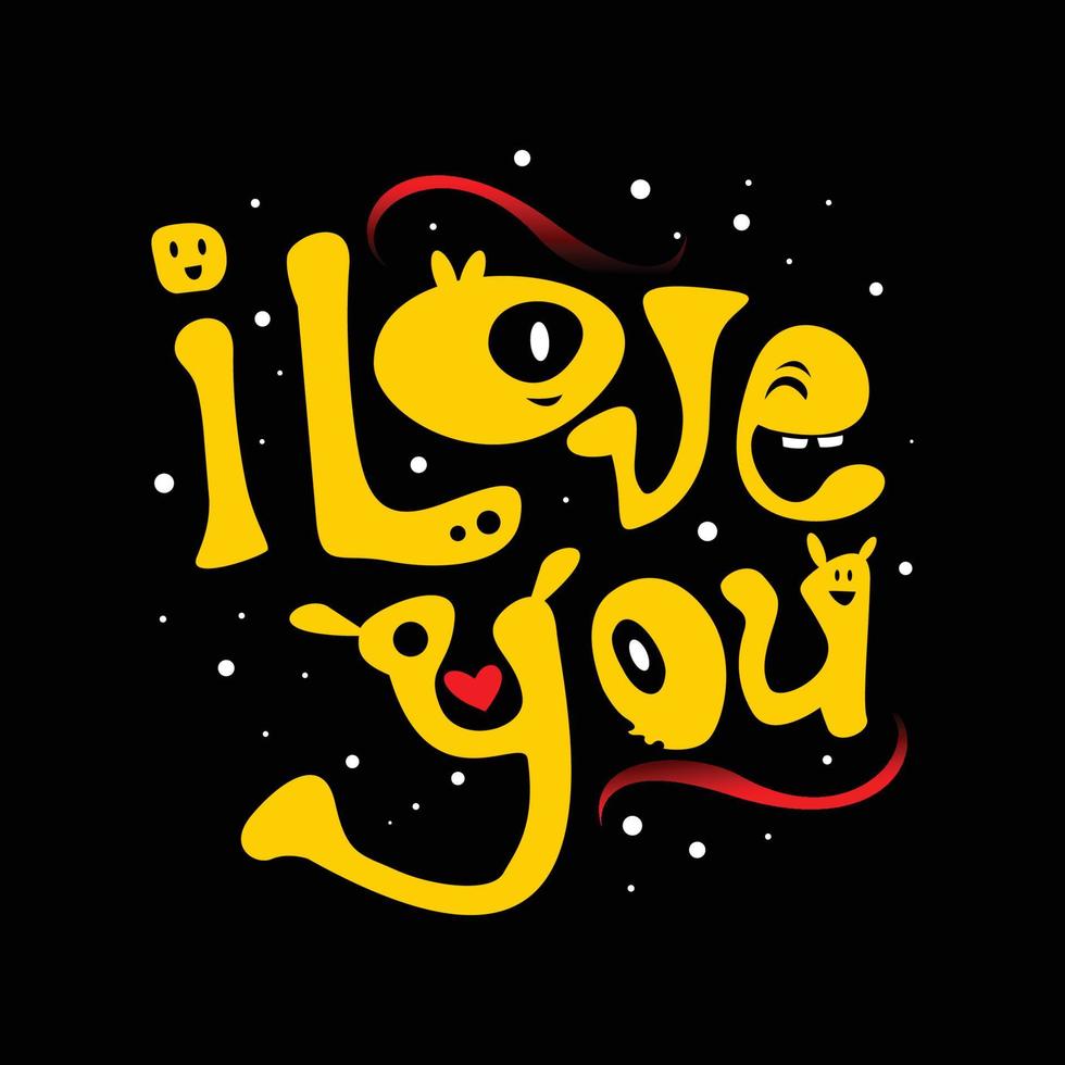 Doodle I Love You Black Background vector