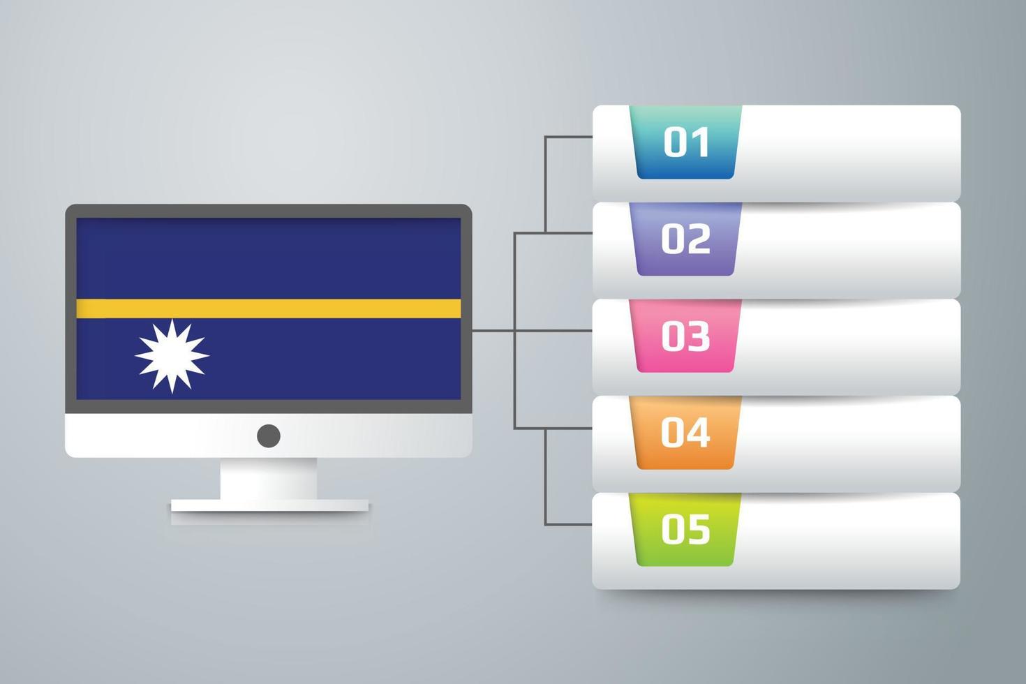 Nauru Flag with Infographic Design Incorporate with Computer Monitor vector