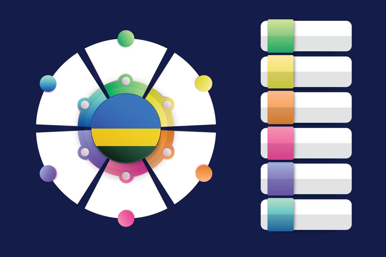 Bandera de Ruanda con diseño infográfico incorporado con forma redonda dividida. vector