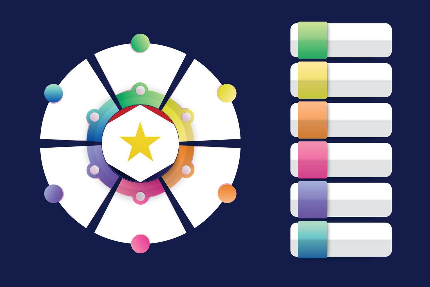 bandera de saba con diseño infográfico incorporado con forma redonda dividida vector