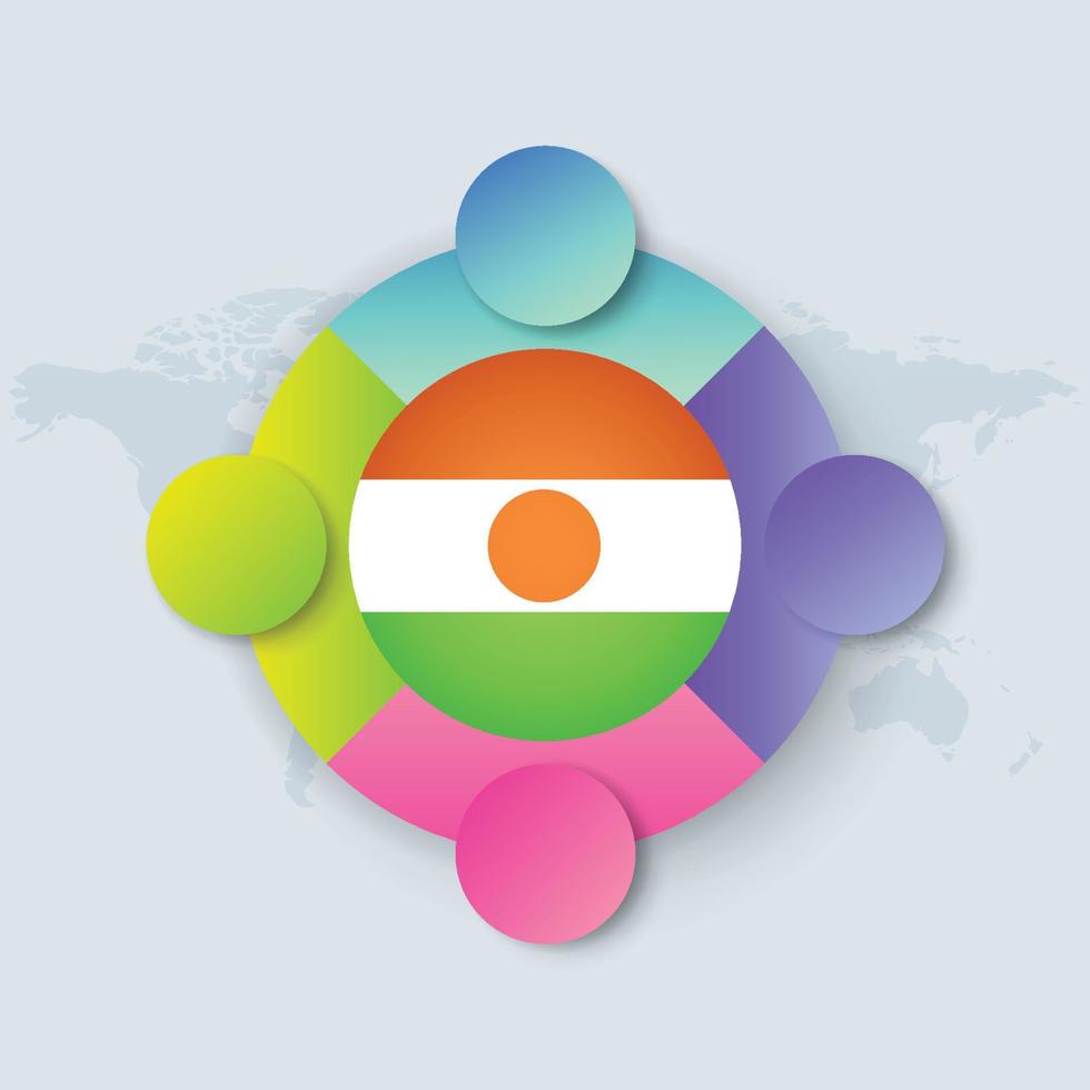 Niger Flag with Infographic Design isolated on World map vector
