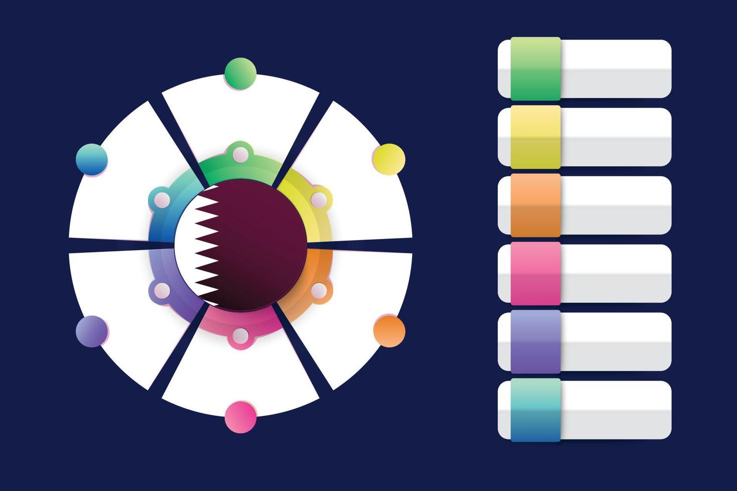 Qatar Flag With Infographic Design Incorporate With Divided Round Shape Vector Art At Vecteezy