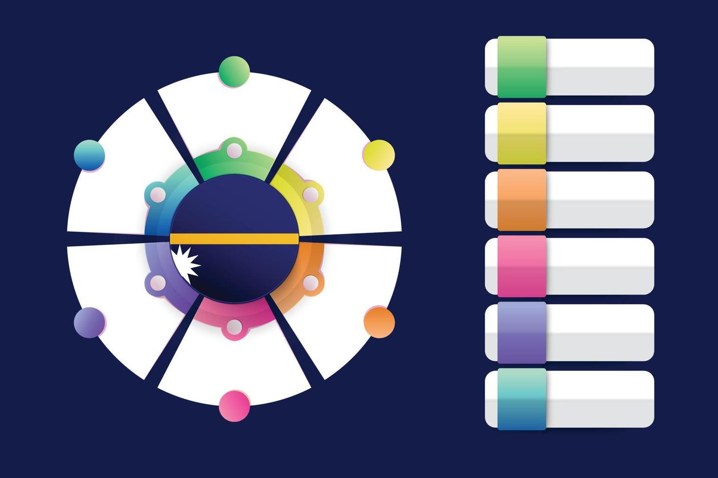 bandera de nauru con diseño infográfico incorporado con forma redonda dividida vector