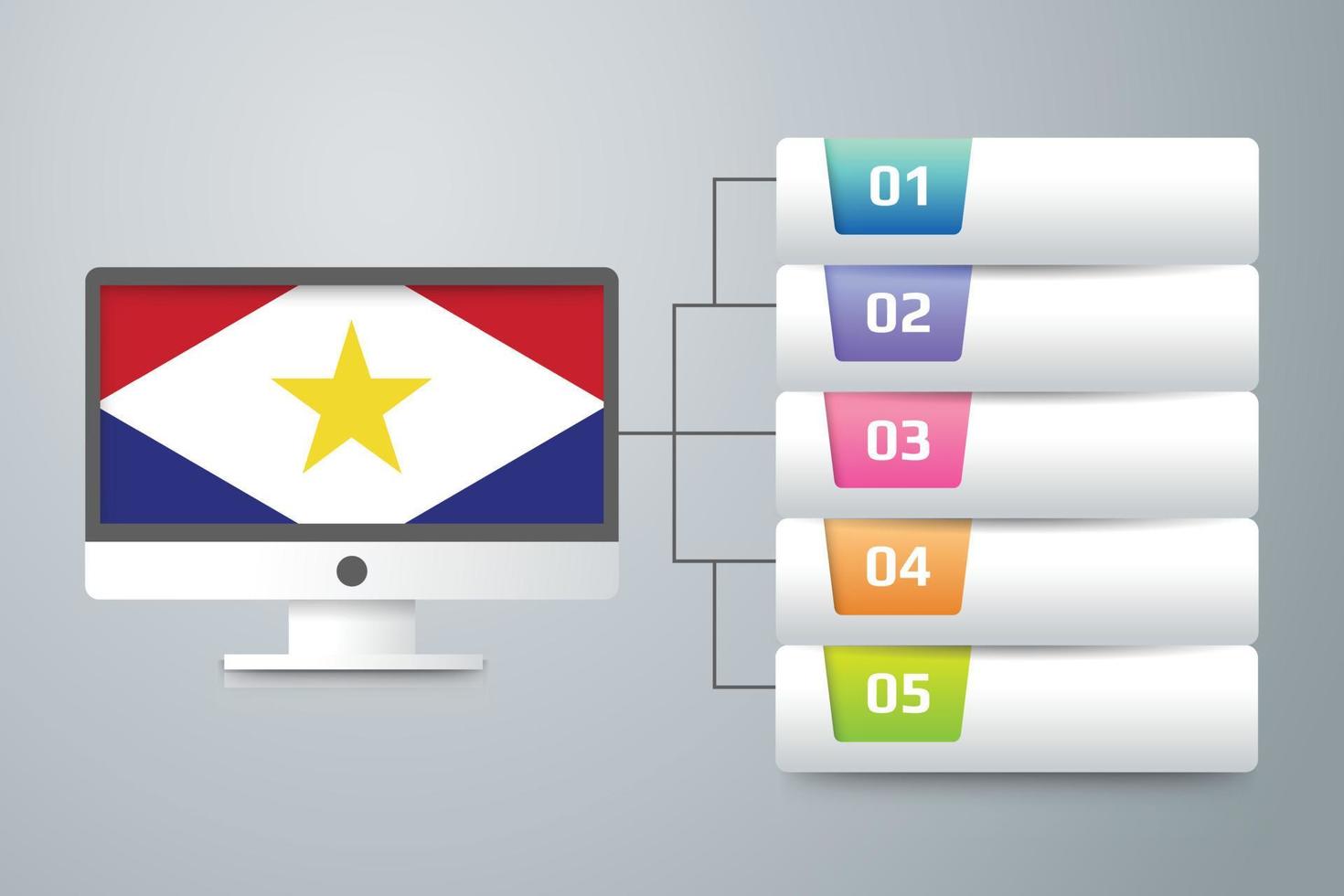 bandera de saba con diseño infográfico incorporado con monitor de computadora vector
